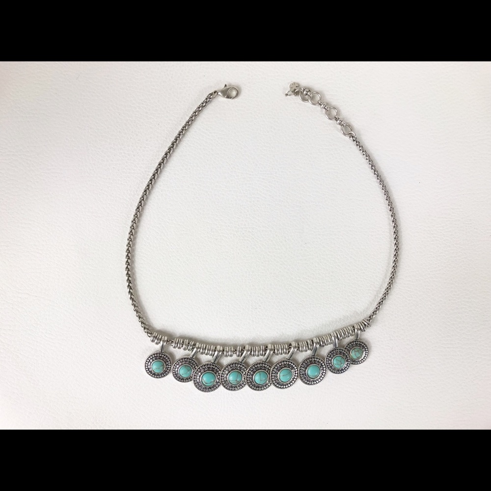 Lucky Brand🍀silver/turquoise toned neckless